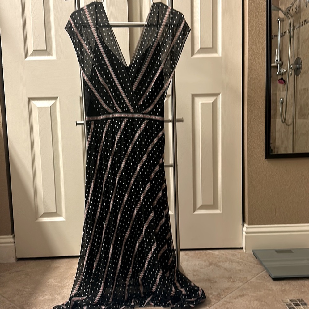 Sandro midi dress, two layers, dot points. Size 36. side zip. Chiffon layer